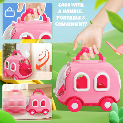 SMILESSKIDDO Hopping Bunny Toys for Girls - Electronic Jumping Rabbit with Wiggle Ears & Nose, Storage Cage and Accessories, Interactive Pet Care Pretent Play Toy Gifts for Toddlers 1 2 3 4 5 6