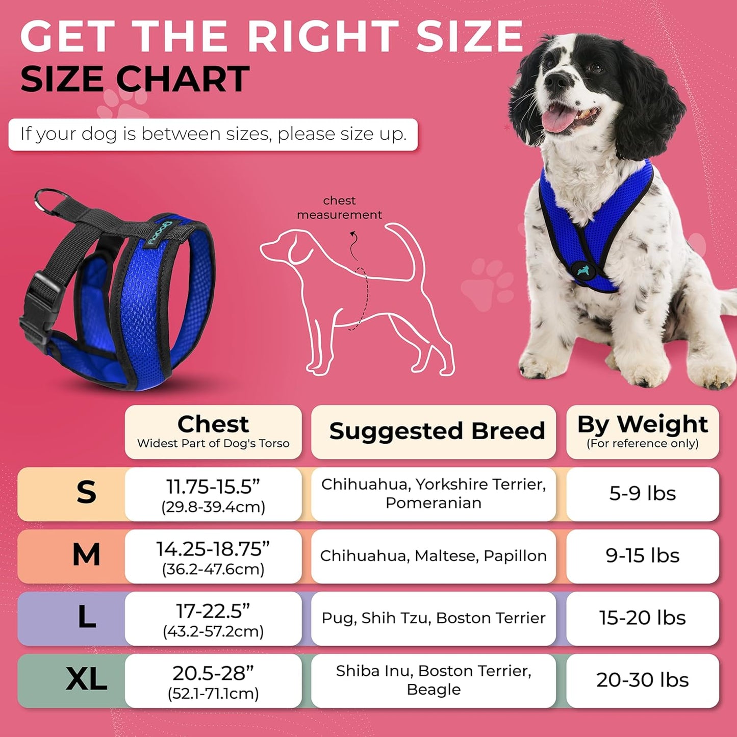 Gooby Choke Free Comfort X Soft Harness, Blue, Small