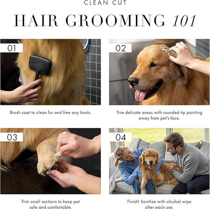 Tweezerman Pet Grooming Scissors, Stainless Steel Rounded Tip Trimming Shears for Dogs and Cats