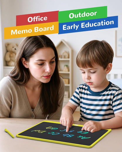 KOKODI LCD Writing Tablet, 16 Inch Colorful Toddler Doodle Board Drawing Tablet, Erasable Reusable Electronic Drawing Pads, Educational and Learning Toy for 3-6 Years Old Boy and Girls(Yellow)