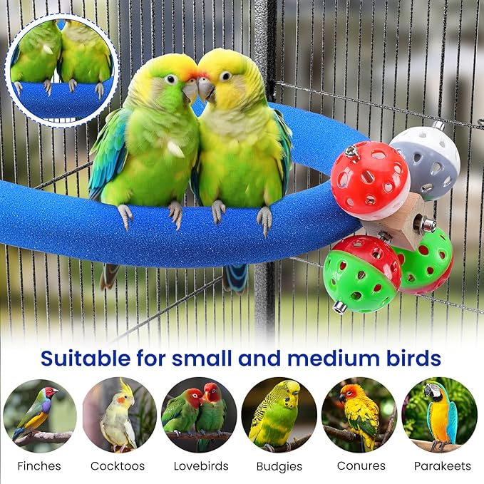 U Shape Parrot Perch Stand Toy Bird Platform Sand Paw Grinding Clean Stick Exercise Conure Budgie Cockatiel Cage Accessories (Blue-Rotate)