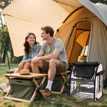 Sanmoncare Bird Carrier Backpack with Stainless Steel Mesh, Parrot Travel Cage with Stand, Easy to Clean, Portable Conures Travel Bag, Pet Breathable Travel Cage