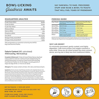 The Pets Table Small Batch Air Dried Dog Food for Dogs Large, Medium and Small | Puppy Dog Food, Adult Dog Food, Senior Dog Food | Chicken & Sweet Potato 4.5 lbs / 72 oz Bag