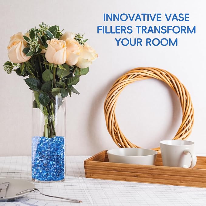 Meschett Colorful Glass Stones, 1 LB Fish Tank Gravel, Small Irregular Rainbow Aquarium Gravel for Aquarium Decorations and Turtle Tank, Sea Glass Beads Crystals for Fish Bowl, Vase Filler,Light Blue