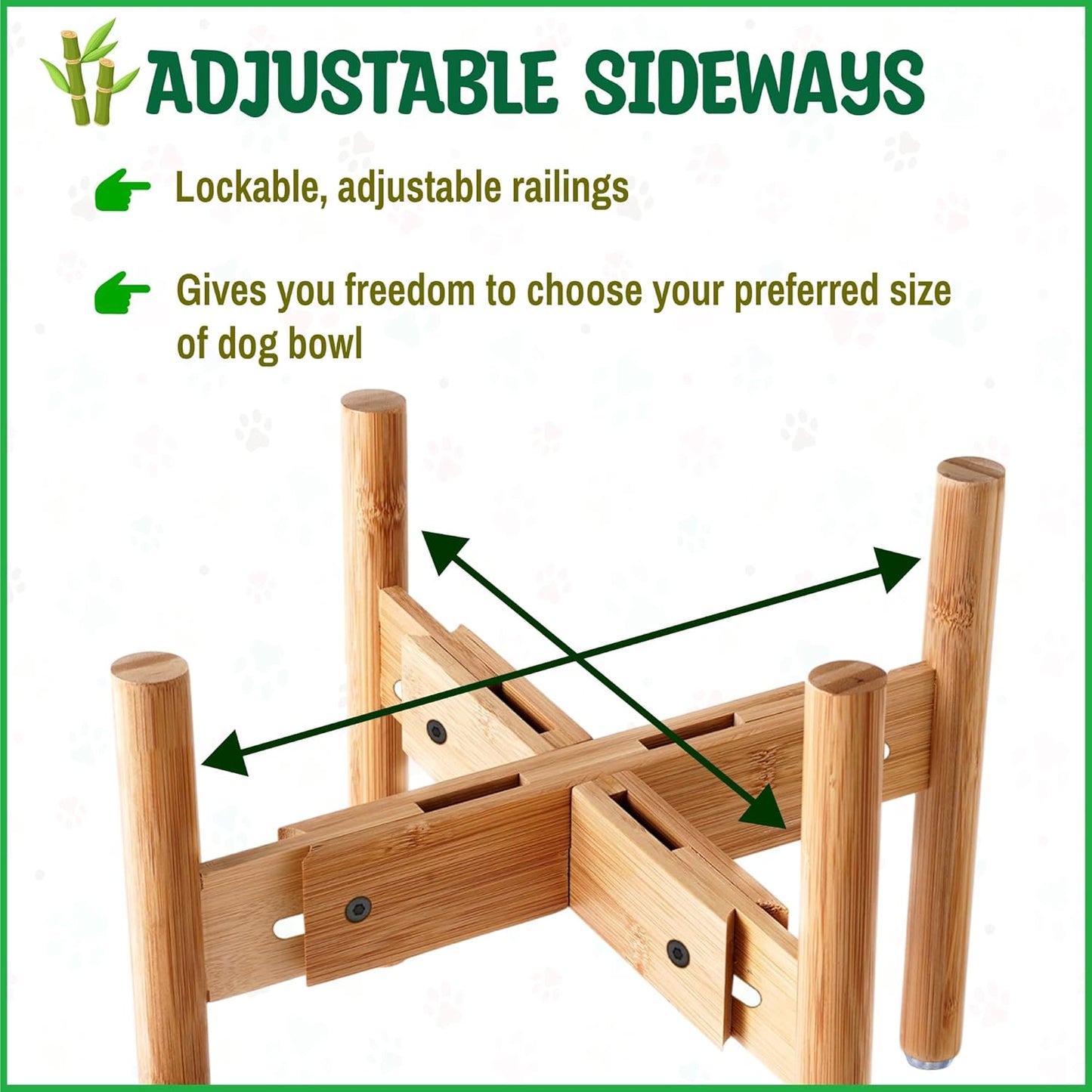 Dog Bowl Stand for Large Dogs - Use to Elevate, Raise Dog Food and Water, Deter Ants/Bugs - Expandable Sideways, Fits Various Sizes of Slow Feeders, Dishes and Drink Fountains - Bamboo