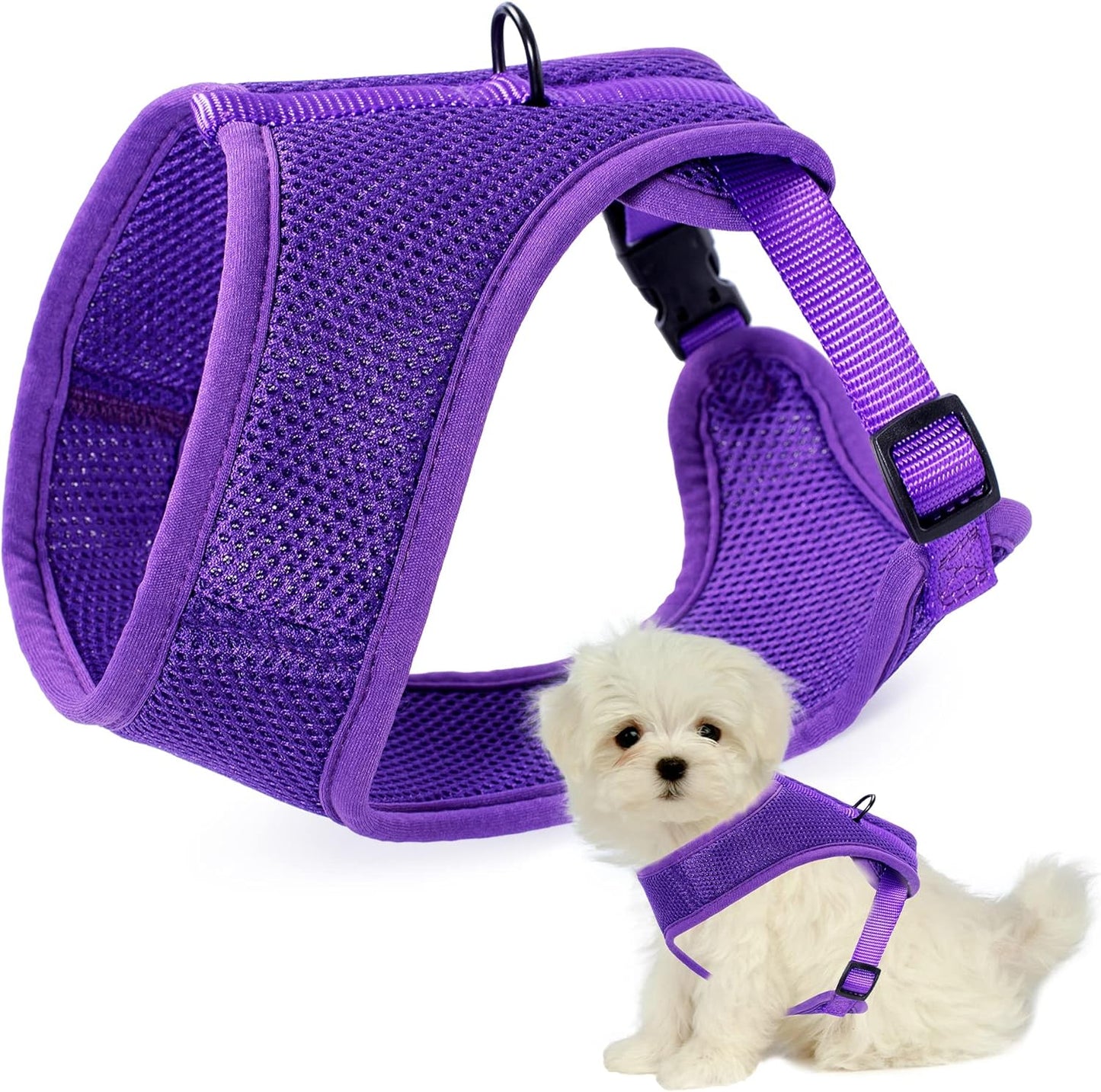 Mile High Life Step in Dog Harness for Small Dogs No Pull, Easy Get on Air Mesh Vest Harness, Adjustable Easy Closures Both Neck and Chest (Purple, L Chest 21.6"-43.2")