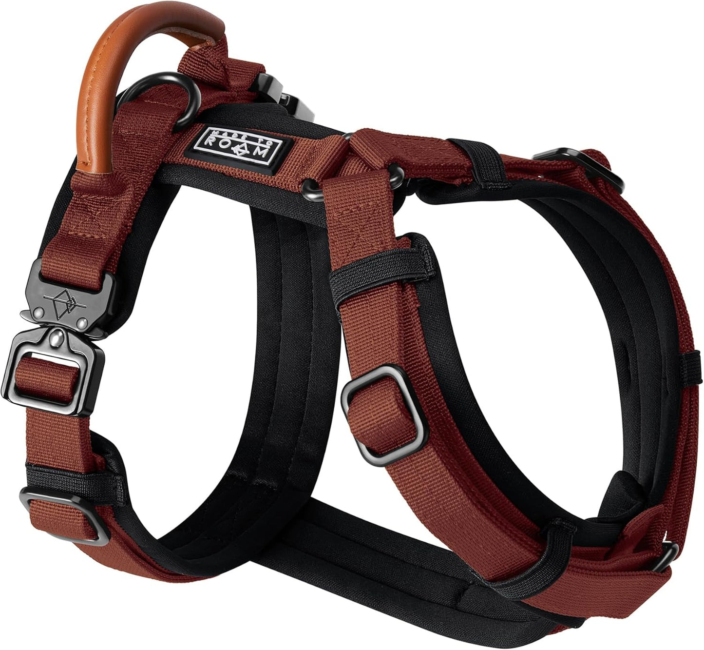 MADE TO ROAM Premium Explorer Harness - Y-Shaped Dog Harness with Adjustable Durable Nylon, Soft Padding, Metal Buckles and Leather Handle for Small, Medium, Large Dogs (Arizona Heartbeat, Size 7)