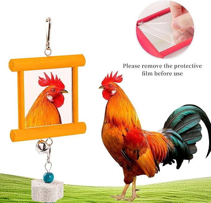 14PCS Chicken Toys for Coop Accessories, Swing Bridge Ladder Mirror Xylophone Toys with Bells Hanging String Vegetable Fruits Skewer Hanging Feeder Chicken Chewing Toy for Hens Chick Bird Parrot