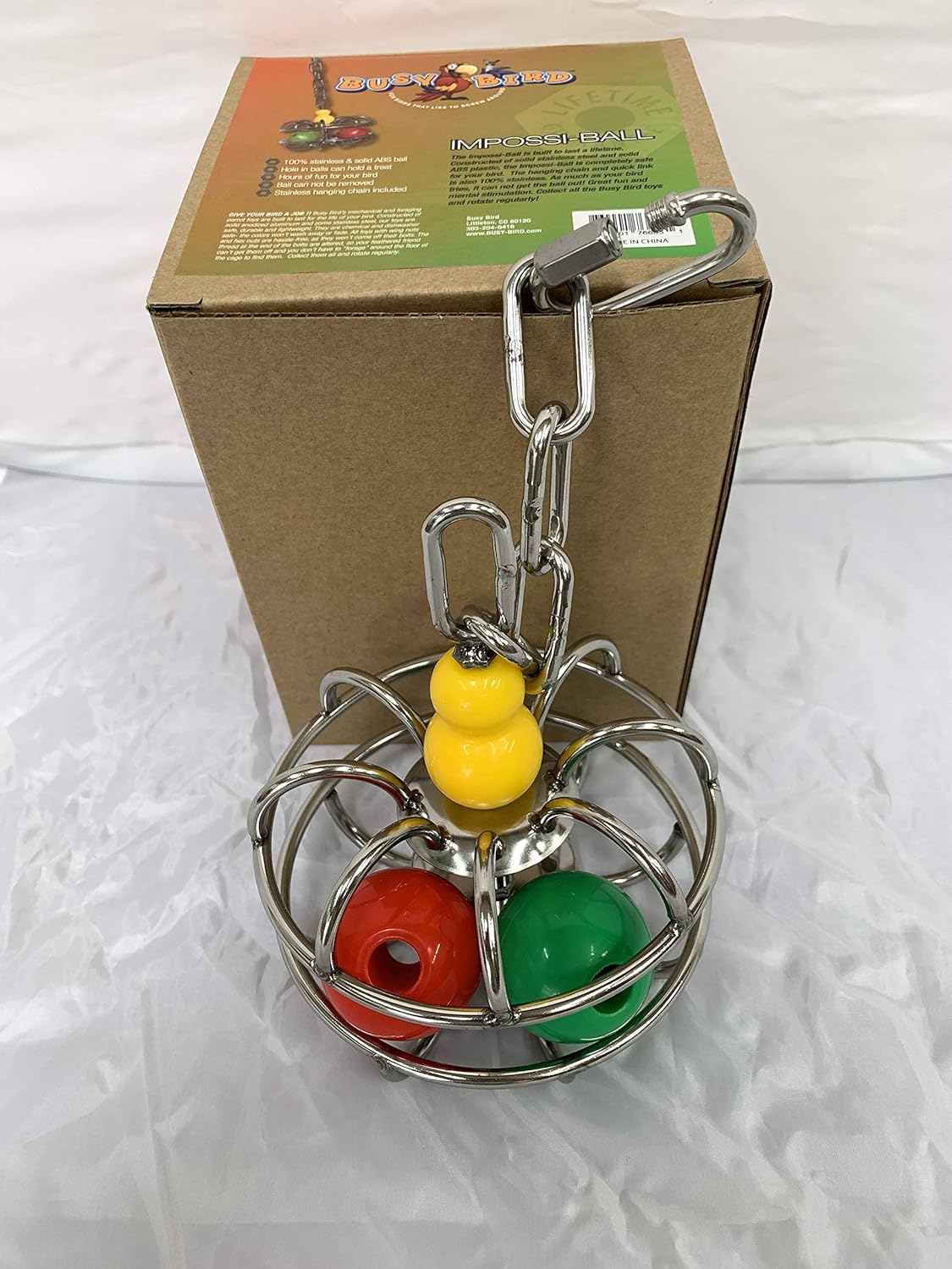 Impossi-Ball Foraging Bird Toy | Treat Dispenser | Promotes Natural Foraging Behavior | Bird Cage Accessories for Medium to Extra Large Birds | Colorful Toys for Parrots, Cockatiel, Parakeets, Macaws