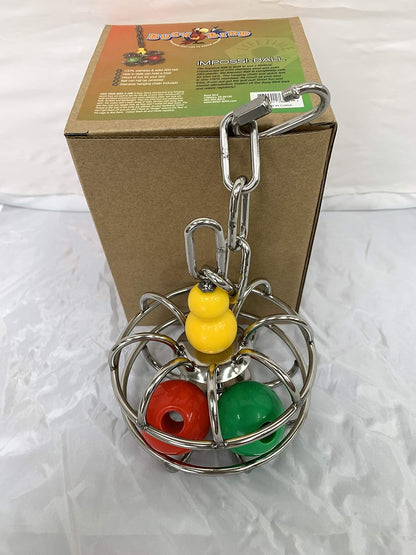 Impossi-Ball Foraging Bird Toy | Treat Dispenser | Promotes Natural Foraging Behavior | Bird Cage Accessories for Medium to Extra Large Birds | Colorful Toys for Parrots, Cockatiel, Parakeets, Macaws