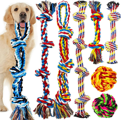 LosFong Large Dog Chew Toys for Aggressive Chewers, Indestructible Dog Rope Toys for Large Breeds, Heavy Duty 100% Cotton Dental Teeth Cleaning Tug of War Toy