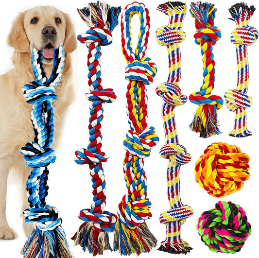 LosFong Large Dog Chew Toys for Aggressive Chewers, Indestructible Dog Rope Toys for Large Breeds, Heavy Duty 100% Cotton Dental Teeth Cleaning Tug of War Toy