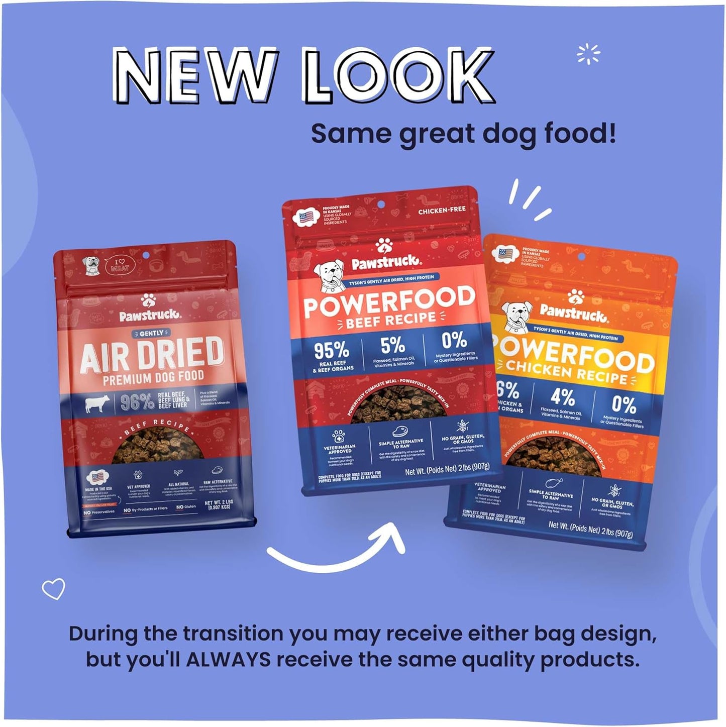 Pawstruck Air Dried Dog Food with Real Chicken, Grain-Free, Made in USA, Non-GMO & Vet Recommended, High Protein Limited Ingredient Full-Feed for All Breeds & Ages, 2lb Bag