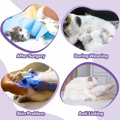 PUMYPOREITY Cat Recovery Suit for Hind Legs, Cat Surgical Spay Suit with Leg Sleeves to Stop Licking, Long Rear Sleeve Wound Cover Abdomen Kitten Onesie, Purple, S