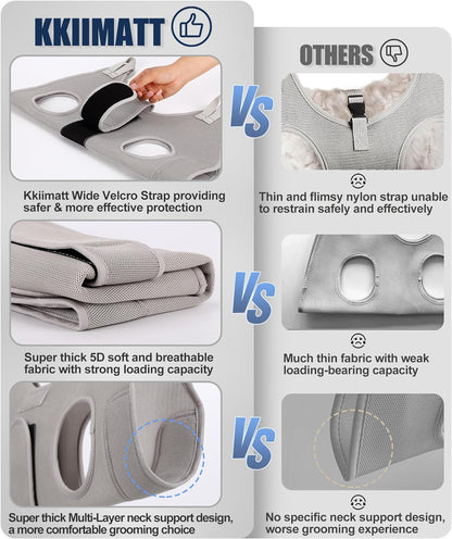 Dog Grooming Hammock Harness, M Size Grooming Sling Restraint for Nail Trim, Silver Gray Holder Hanger for Grooming with Thick Neck Support