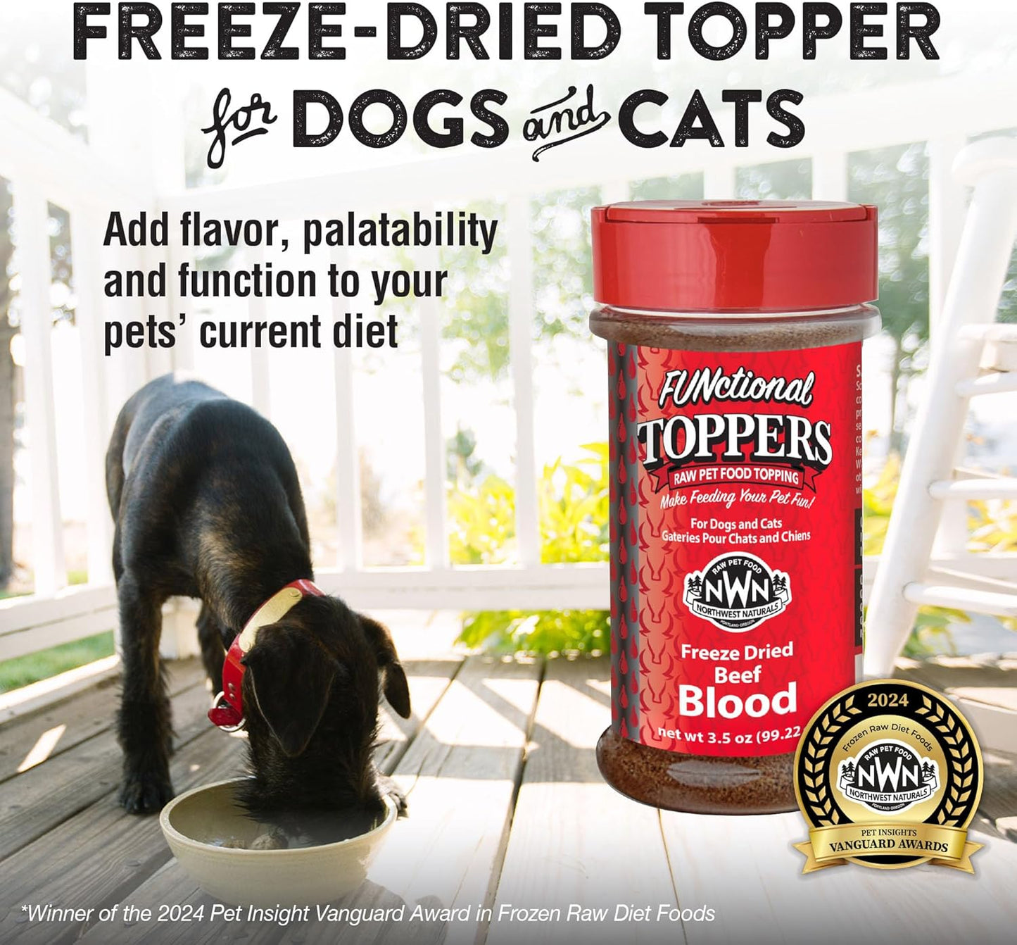 Northwest Naturals Freeze-Dried Beef Blood Functional Topper - for Dogs & Cats - Healthy, 1 Ingredient, Human Grade Ingredients, All Natural, Proudly Made in USA, 3.5 Oz (Pack of 1)