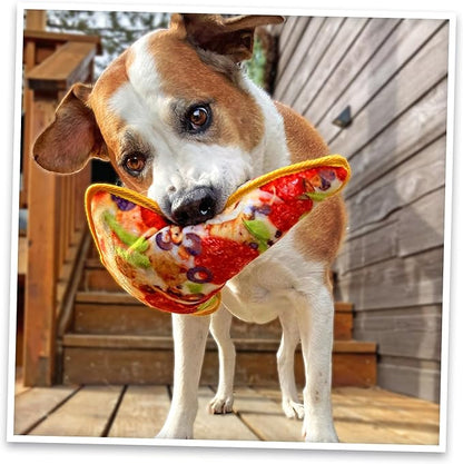Doggijuana Tuffer Chewer Plush Dog Toy | Funny Dog Toy Plush with Juananip Catnip for Dogs | Calming Aid for Dogs | Interactive Squeaky Chew Toy for Play (Supreme Pizza)