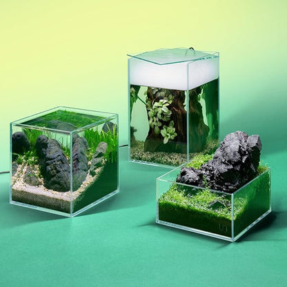 UNS Ultra Clear Rimless Tank - 0.5GAL | 2L - 6.29x6.29x3.14 | 16x16x8 CM, 5mm Glass Thickness, Leveling Mat Included - Low Iron, High Clarity Fish Tank w/ 45° Mitered Edge - [16S]