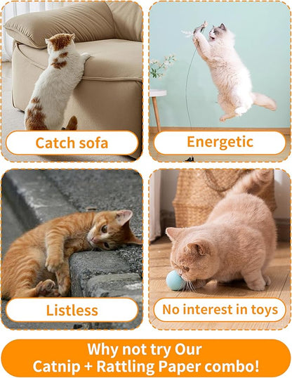 PET SHOW 8 Pack Cat Kicker Toys with Catnip Crinkle Sound Toys for Indoor Cats Colorful Stuffed Kitten Paw Shape Natural Interactive Toy Pet Kitty