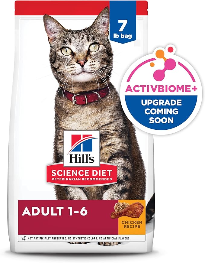 Hill's Science Diet Adult 1-6, Adult 1-6 Premium Nutrition, Dry Cat Food, Chicken Recipe, 7 lb Bag