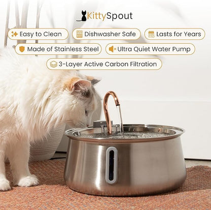 2.0 Large Capacity Stainless Steel Cat Water Fountain – 4L/135oz (Stainless Steel, 4L Corded)