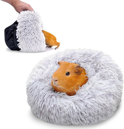 Paw Inspired Furr-O Burrowing Pet Bed with Zip-On Spandex and Fleece Bottoms for Guinea Pigs and Other Small Animals, Cozy Carrier, Hideout Enrichment Toy, Cage Accessories (Light Gray)