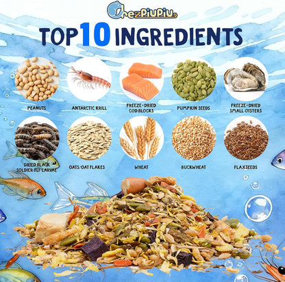 Premium Hamster Food 10.23oz – Natural High-Protein Complete Diet with Freeze-Dried Cod, Antarctic Krill & Black Soldier Fly Larvae – Supports Digestion, Dental Care & Immune Health – Travel Bag