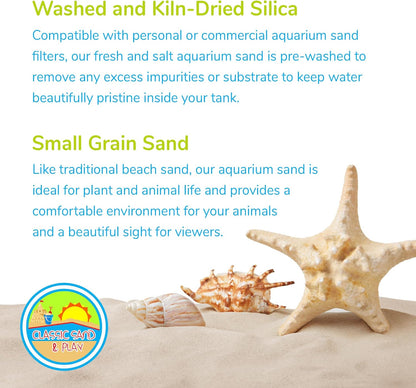 CLASSIC SAND & PLAY Natural Aquarium Sand for Freshwater and Saltwater Tanks, 40 lb. Bag, Improves Filter Life and Filtration Process, Pre-Washed Fine Sand, Rainbow