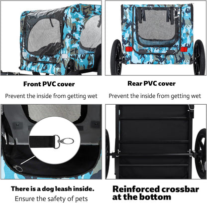 Pet Bike Trailer for Dogs, 88LBS Capacity Dog Bicycle Trailer with 20" Pneumatic Rubber Wheels, Multi-Directional Ventilation, Waterproof Cover, Perfect for Cycling with Pets