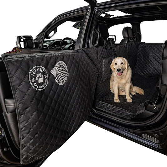 Ruff Liners XL Floor Cover with Door Protection, Black – As Seen on Shark Tank – Fits Full‑Size Crew Cab Trucks with Fold‑Up Seats, Waterproof & Machine Washable – Sturdy XL Dog Hammock for Truck