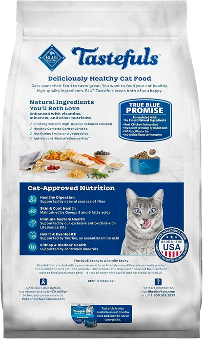 Blue Buffalo Blue Tastefuls Natural Adult Indoor Cat Chicken & Brown Rice Recipe Food for Cats 10 lb