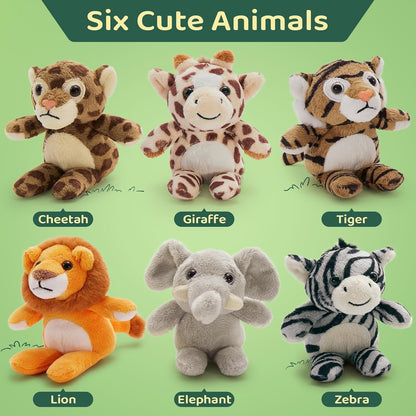 Tezituor 6-Pack Small Stuffed Animals Bulk Plush Toys, 6" Mini Cute Stuffed Animal Keychains for Kids, Mini Plushies Bulk Stuffed Animals for Christmas, Easter, Birthday, Party and Decor
