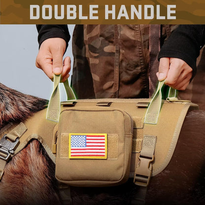 Forestpaw Dog Harness Medium Sized,Tactical Dog Harness with Handle,No Pull Military Style Service Dog Vest with Pockets Adjustable for Medium Dogs,Brown,Chest 19.5-41.5"