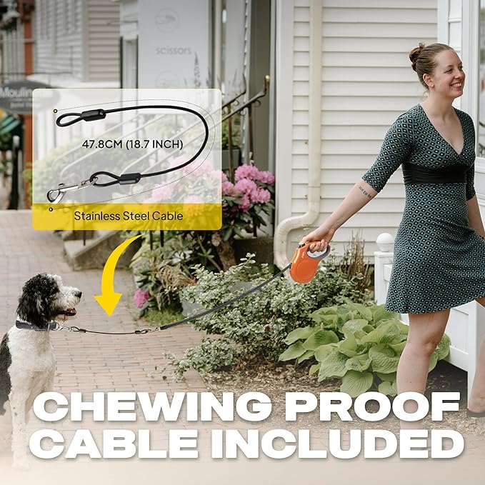 Fida Retractable Dog Leash, 16 ft Dog Walking Leash for Medium Dogs up to 44lbs, Tangle Free, Orange