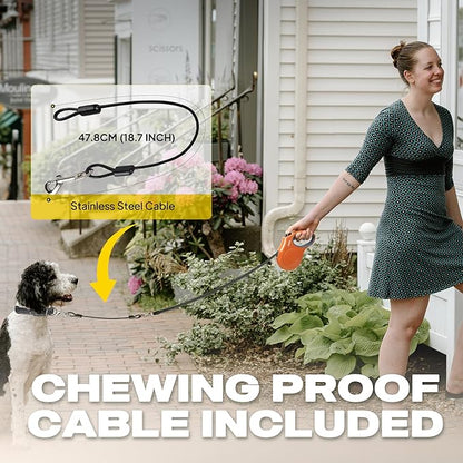 Fida Retractable Dog Leash, 10ft Heavy Duty Pet Walking Leash for X-Small Dogs or Cat up to 18 lbs, Tangle Free. One-Hand Brake (X-Small, Orange)