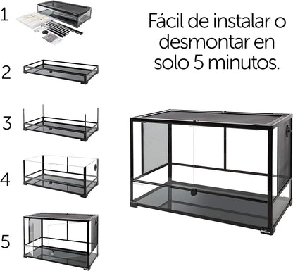 REPTI Zoo 67 Gallon Reptile Glass Terrarium, Double Hinge Door Reptile Tank, Side/TOP Screens Ventilation Reptile Terrarium Reptile Enclosure, 36" x 18" x 24" Gecko Tank (Knock-Down) (RK0120N)