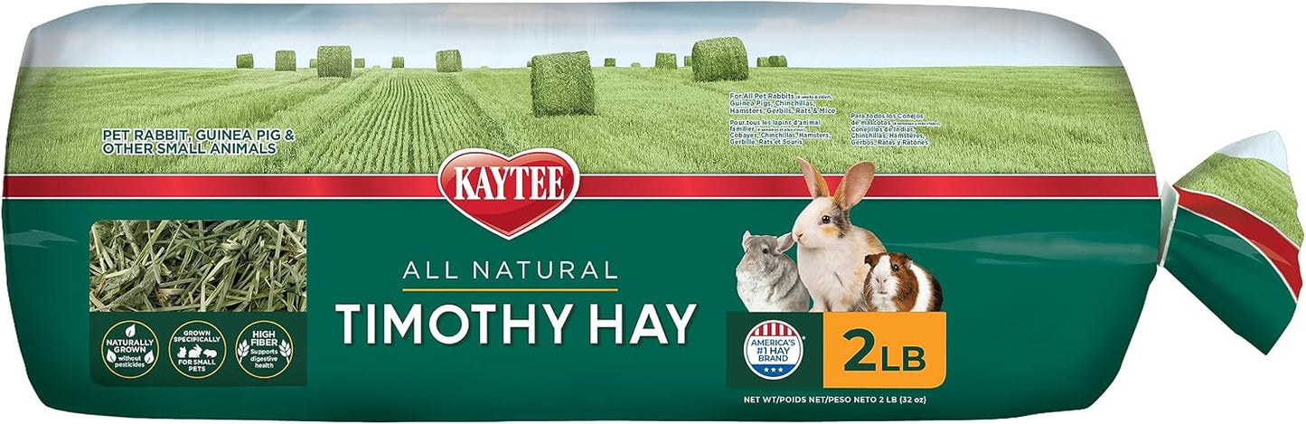 Kaytee Timothy Hay, High Fiber, Grown Specifically for Small Animals, Rabbits, Guinea Pigs, Chinchillas, 2 Pounds