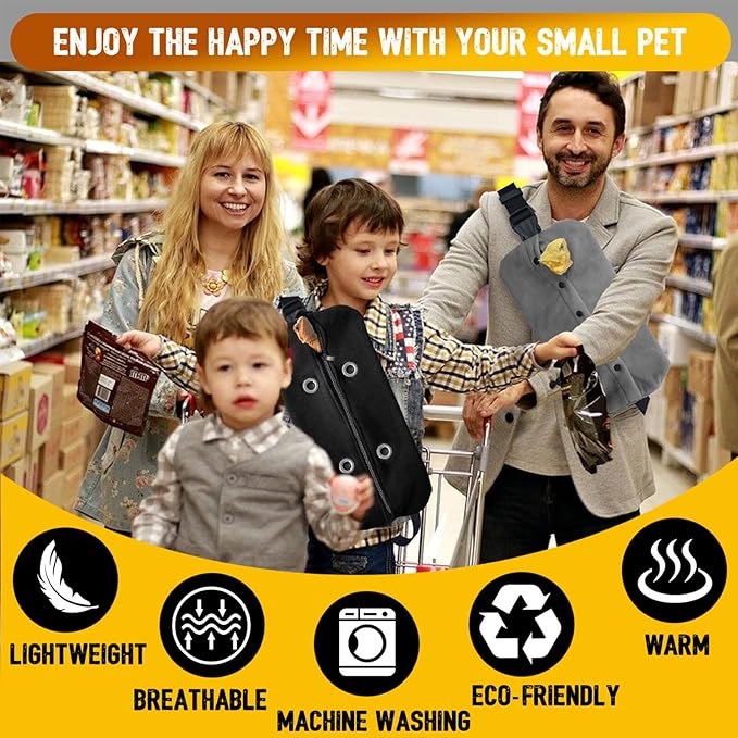 WATFOON Adjustable Lizard Leather Leash Harness and Bearded Dragon Carrier Sling, Reptile Small Pet Training Leashes and Beardie Snuggle Sling Bag for Outdoor Travel (L Black)