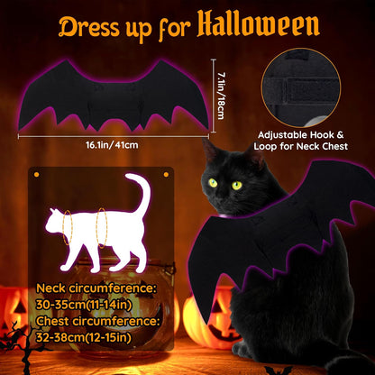 12pcs Halloween Cat Toys w/Bat Wings Costume & Organized Bag Set, Various Plush Cat Catnip Toys for Indoor Cats Kitten Teething Chewing Halloween Play