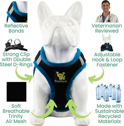 EcoBark Step in Dog Harness Reflective Soft Ultra Padded Mesh Dog Harnesses for XXS, XS, Small, and Medium Dogs Eco-Friendly Comfort Secure Halter No Pull Adjustable Pet Vest