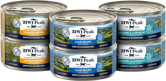 ZIWI Peak Wet Cat Food Variety Pack - Chicken, Mackerel & Lamb, and Lamb, 6 Pack (3oz Each)