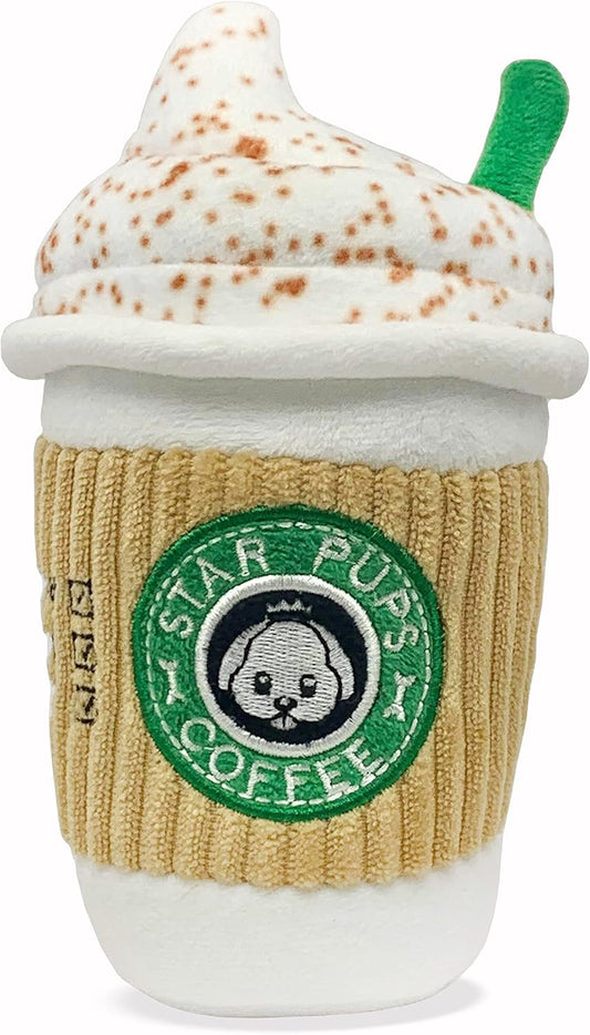 Nestpark Parody Star Pups Coffee Dog Toy Pup'kin Spice Latte - Funny Plush Squeaky Crinkle Dog Toys for Medium, Small and Large for Dog Birthday