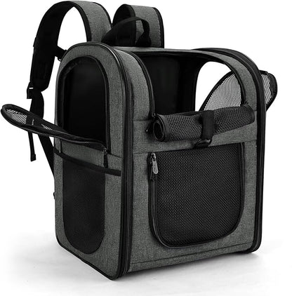 Apollo Walker Pet Carrier Backpack for 4-18lb Cats and Dogs, Puppies, Safety Features and Cushion Back Support | for Travel, Hiking, Outdoor Use (Gray)
