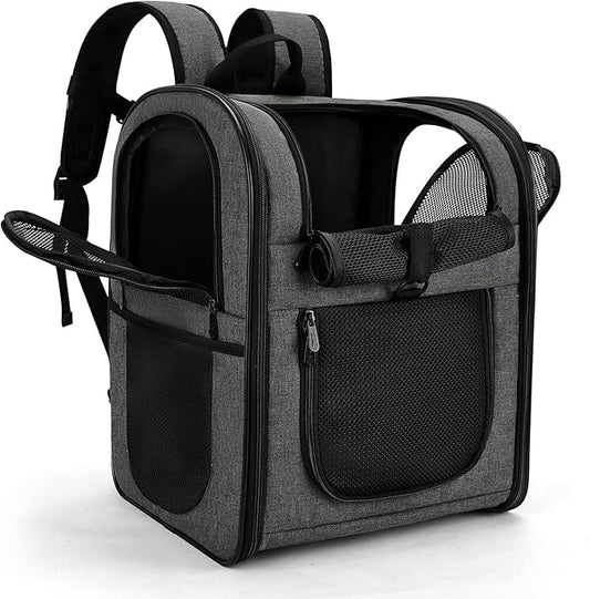 Apollo Walker Pet Carrier Backpack for 4-18lb Cats and Dogs, Puppies, Safety Features and Cushion Back Support | for Travel, Hiking, Outdoor Use (Gray)