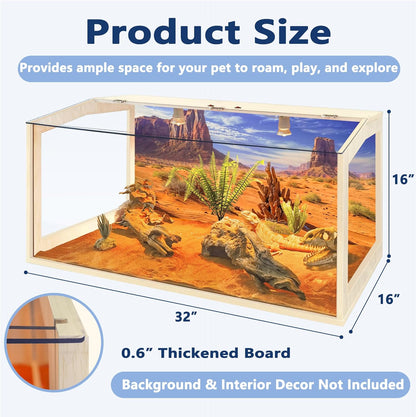 PROLEE Bearded Dragon Tank,Lizard Tank with Clear Tempered Glass Roof,Anti-Scratch Reptile Enclosure, Snake Tank and Reptile Tank,Built-in Light Fixtures with Switch (34 Gallon)
