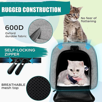 Top tasta Dog Cat Carrier Pet Carriers for Small Medium Large Cats Dogs Carrier Soft Sided Small Puppy Dog Carrier Portable Foldable Airline Approved Dog Cat Travel Carrier Grey Black M