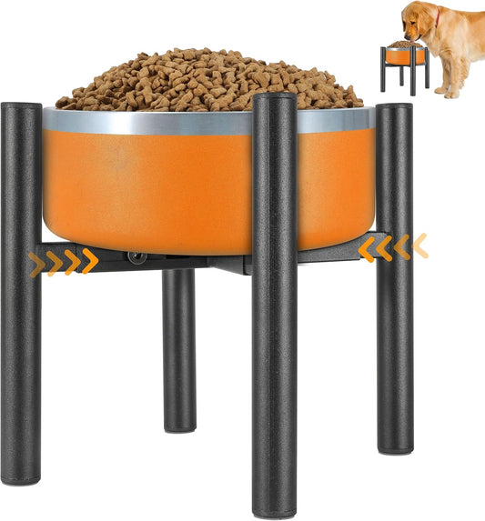 Lifted Dog Bowl Stand - Without Bowls, Single Raise Pet Food Table Adjustable Wide 6-10", Tall 8 10 12" - Bowl Stand Size Optional, Dog Bowls Holder Elevated for Small Medium Large Dogs Breed