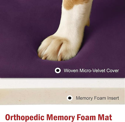 Majestic Pet Orthopedic Memory Foam Dog Crate Mat - Plush Pet Bed Pad for Crates & Kennels | USA Crafted | 42"x26" Villa Aubergine