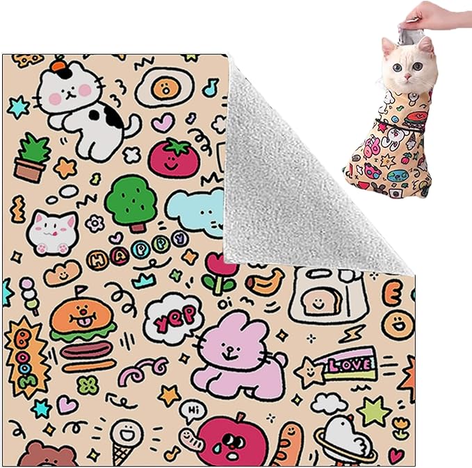 Cat Grooming Wrap | 27.6" Self-Adherent Calming Swaddle for Nail Clipping, Medicine, Ear Cleaning | Anti-Scratch & Escape-Proof, Fits ≤15 lbs, Large