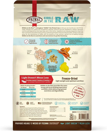 Primal Kibble in The Raw, Freeze Dried Cat Food, Chicken & Fish, Scoop & Serve, Made with Raw Protein, Whole Ingredient Nutrition, Crafted in The USA, Dry Cat Food, 24 Ounce (1.5 lb) Bag